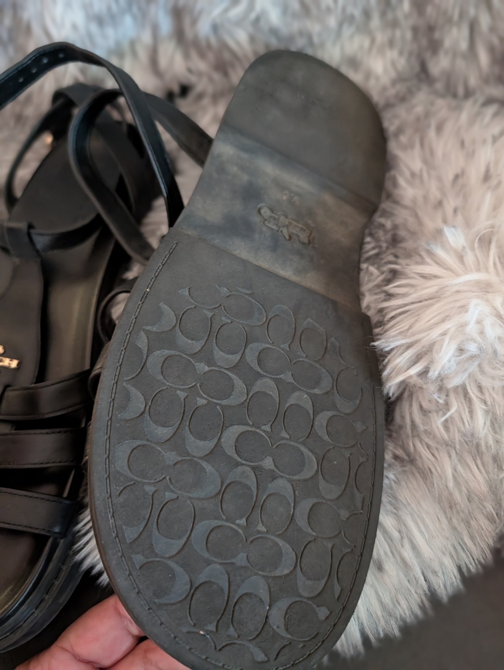 Coach Black Leather Strappy Sandals - Women's - Picture 3 of 4